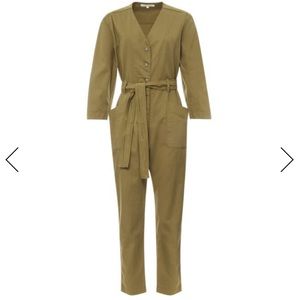 Xirena twill cotton jumpsuit boiler suit coveralls khaki green size medium